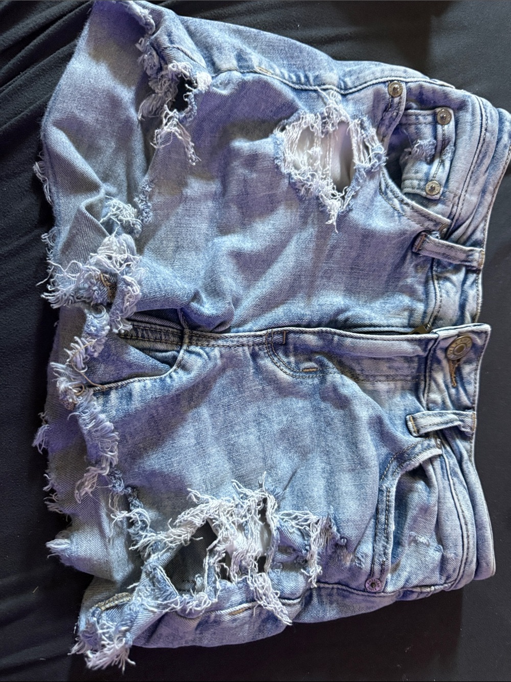 American Eagle Outfitters Light Blue Distressed Denim Shorts